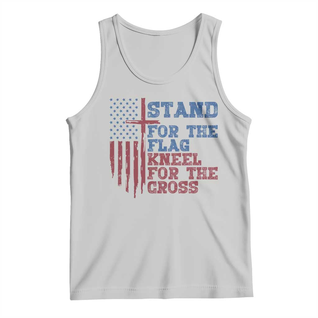 Stand For The Flag Kneel For The Cross Tank Top Cross US Flag American Patriotic Christian Faith 4th of July