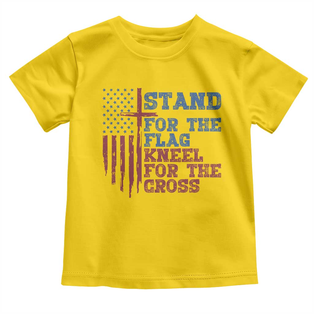 Stand For The Flag Kneel For The Cross Toddler T Shirt Cross US Flag American Patriotic Christian Faith 4th of July