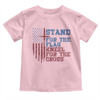 Stand For The Flag Kneel For The Cross Toddler T Shirt Cross US Flag American Patriotic Christian Faith 4th of July