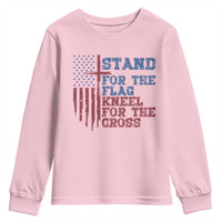 Stand For The Flag Kneel For The Cross Youth Sweatshirt Cross US Flag American Patriotic Christian Faith 4th of July