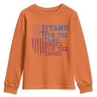 Stand For The Flag Kneel For The Cross Youth Sweatshirt Cross US Flag American Patriotic Christian Faith 4th of July