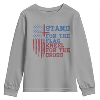 Stand For The Flag Kneel For The Cross Youth Sweatshirt Cross US Flag American Patriotic Christian Faith 4th of July