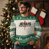 Jesus Christ Ugly Christmas Sweater The Way Truth Life Cross Nails Faith In God Christian