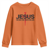 Jesus Christ Youth Sweatshirt The Way Truth Life Cross Nails Faith In God Christian