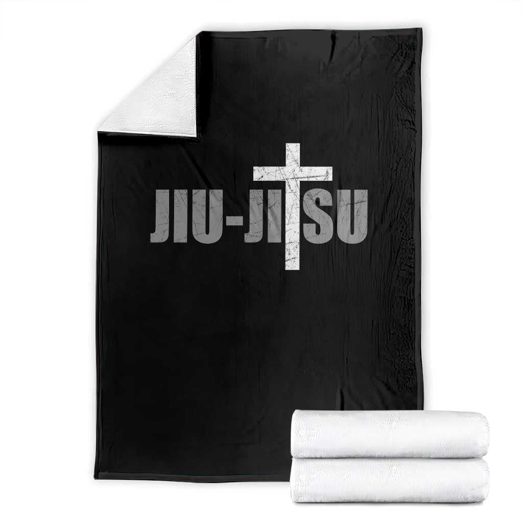 Jiu Jitsu Christian Cross Throw Blanket Retro Vintage Minimal Religious Faith