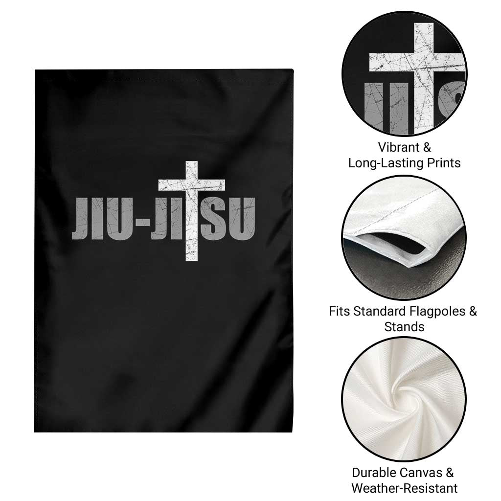 Jiu Jitsu Christian Cross Garden Flag Retro Vintage Minimal Religious Faith