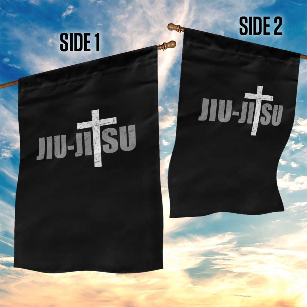 Jiu Jitsu Christian Cross Garden Flag Retro Vintage Minimal Religious Faith