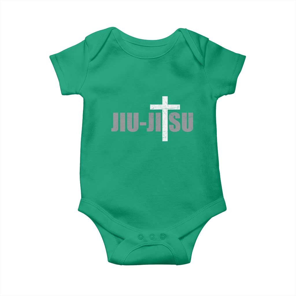 Jiu Jitsu Christian Cross Baby Onesie Retro Vintage Minimal Religious Faith