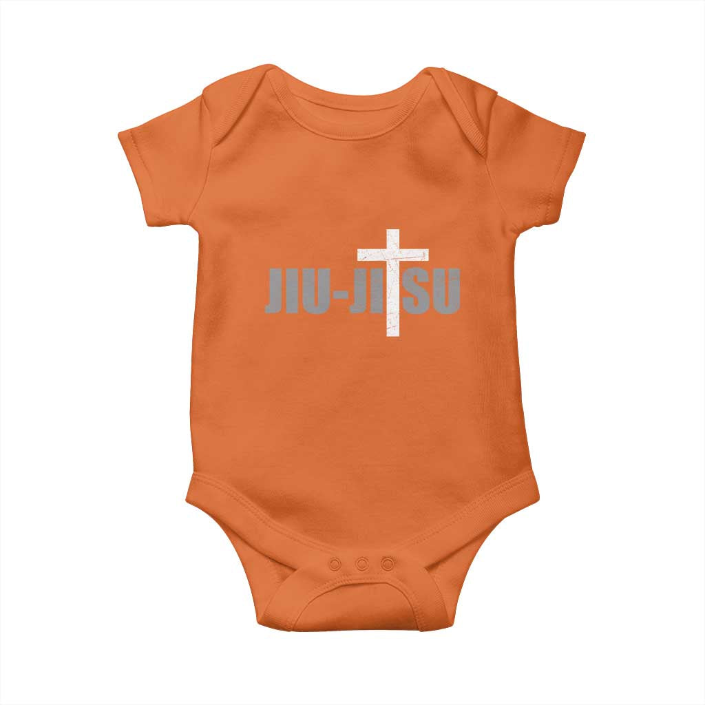 Jiu Jitsu Christian Cross Baby Onesie Retro Vintage Minimal Religious Faith