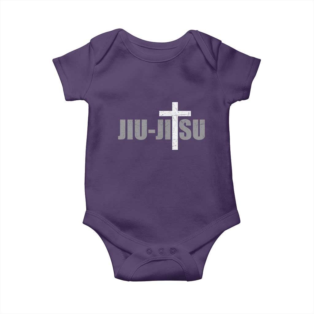 Jiu Jitsu Christian Cross Baby Onesie Retro Vintage Minimal Religious Faith