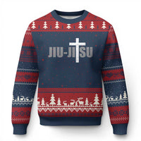Jiu Jitsu Christian Cross Ugly Christmas Sweater Retro Vintage Minimal Religious Faith