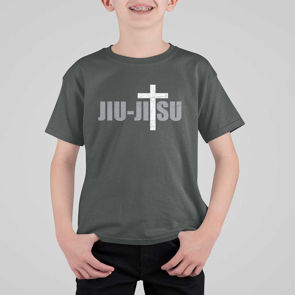 Jiu Jitsu Christian Cross T Shirt For Kid Retro Vintage Minimal Religious Faith
