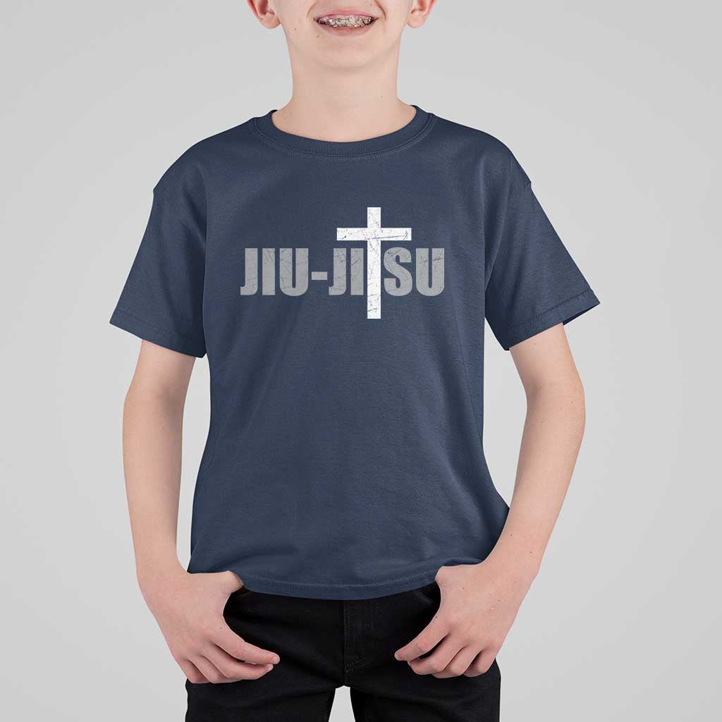 Jiu Jitsu Christian Cross T Shirt For Kid Retro Vintage Minimal Religious Faith