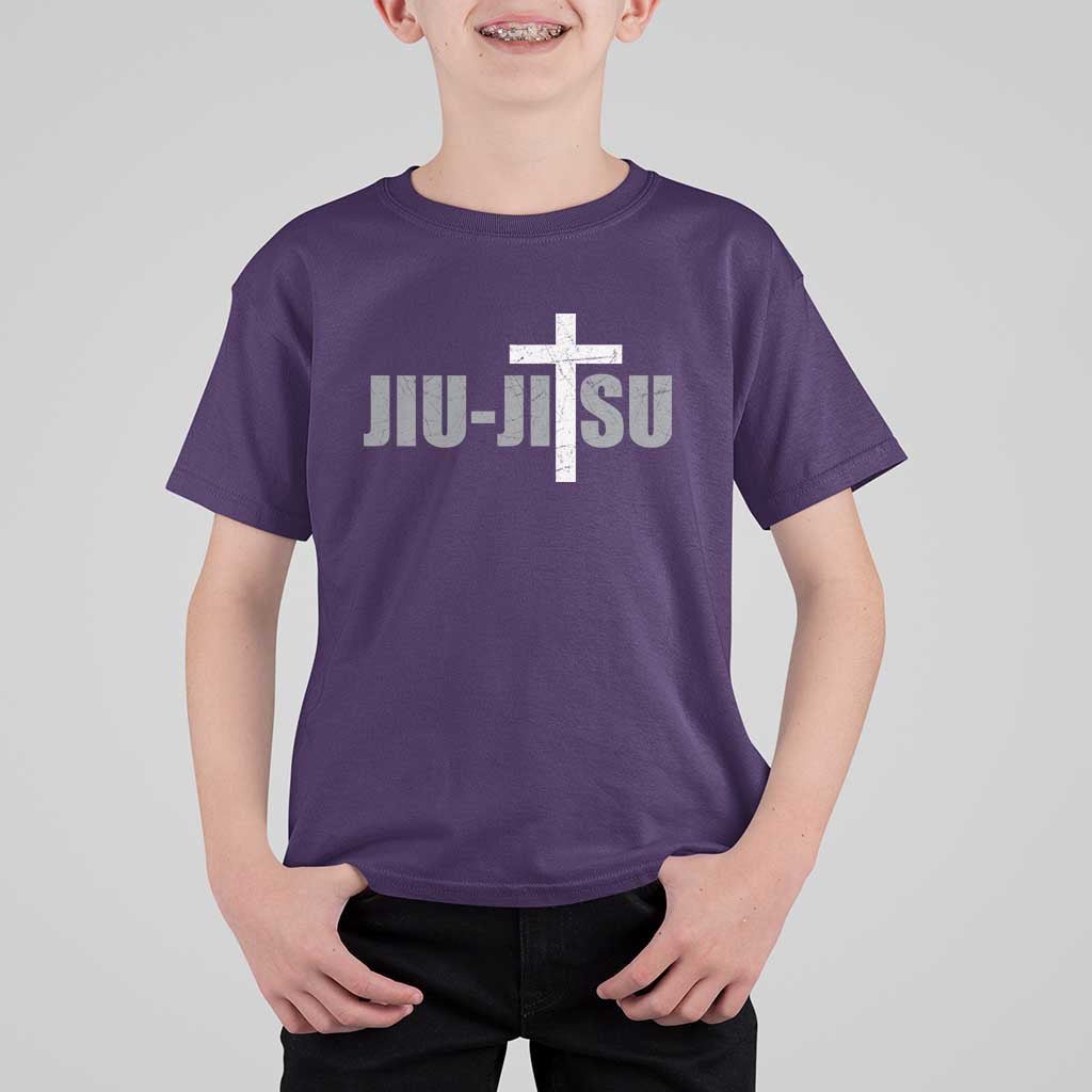 Jiu Jitsu Christian Cross T Shirt For Kid Retro Vintage Minimal Religious Faith
