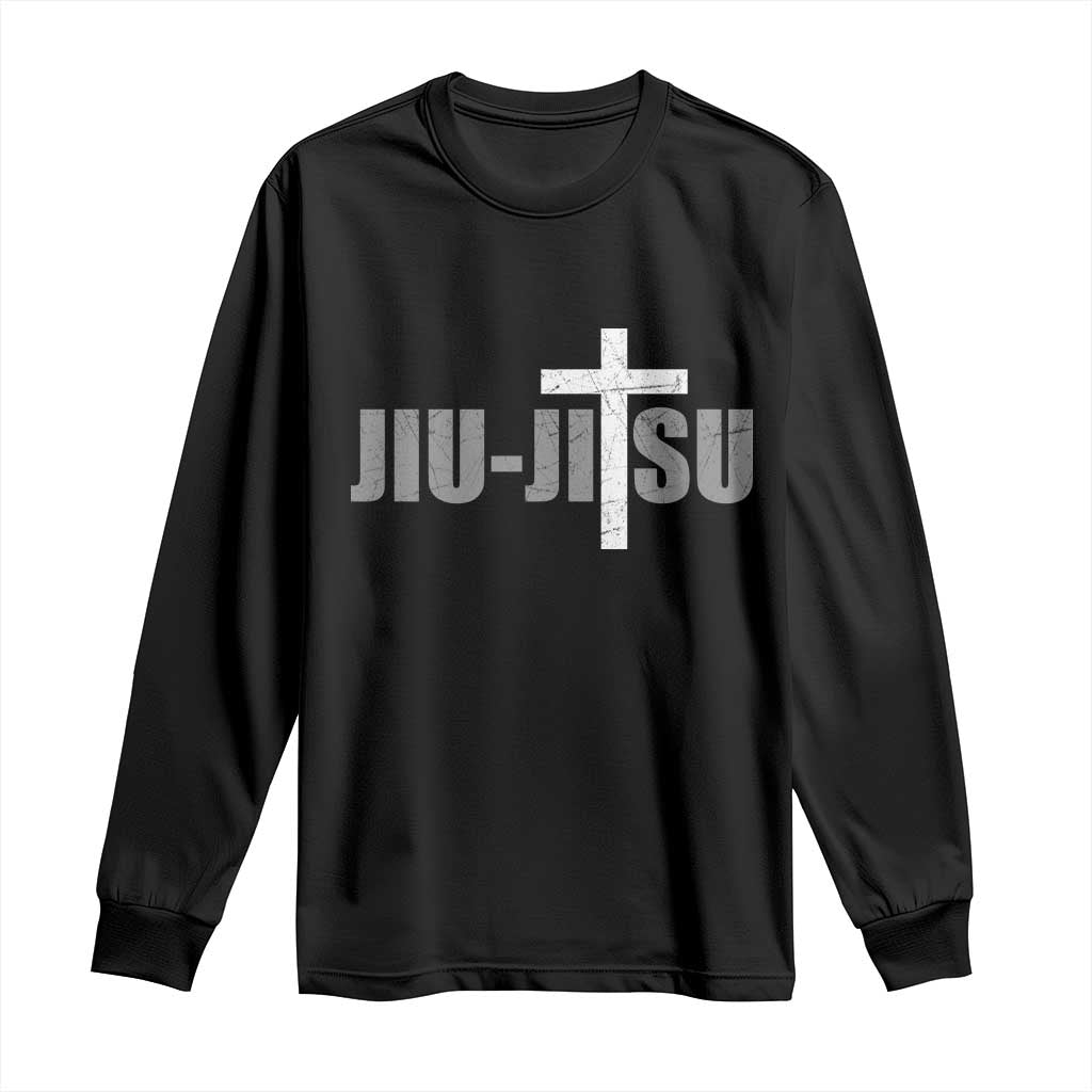 Jiu Jitsu Christian Cross Long Sleeve Shirt Retro Vintage Minimal Religious Faith