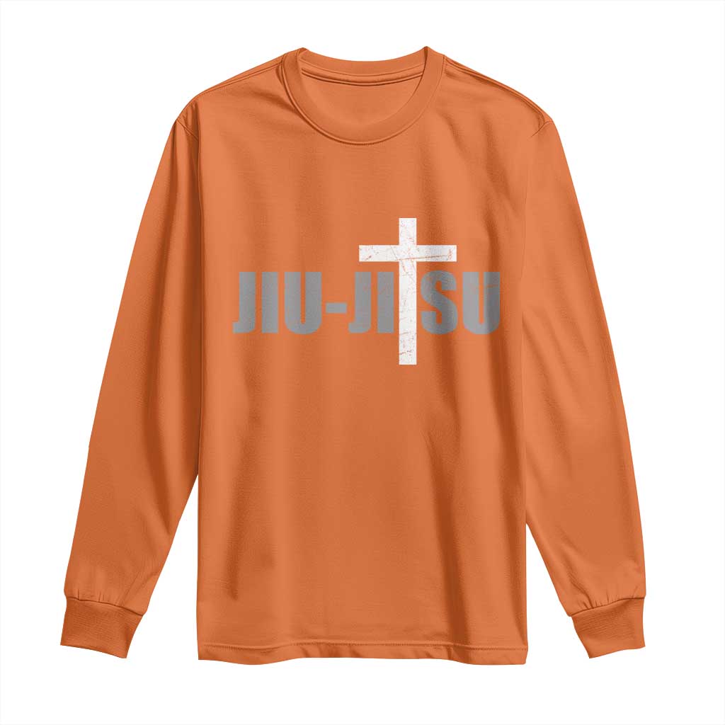 Jiu Jitsu Christian Cross Long Sleeve Shirt Retro Vintage Minimal Religious Faith