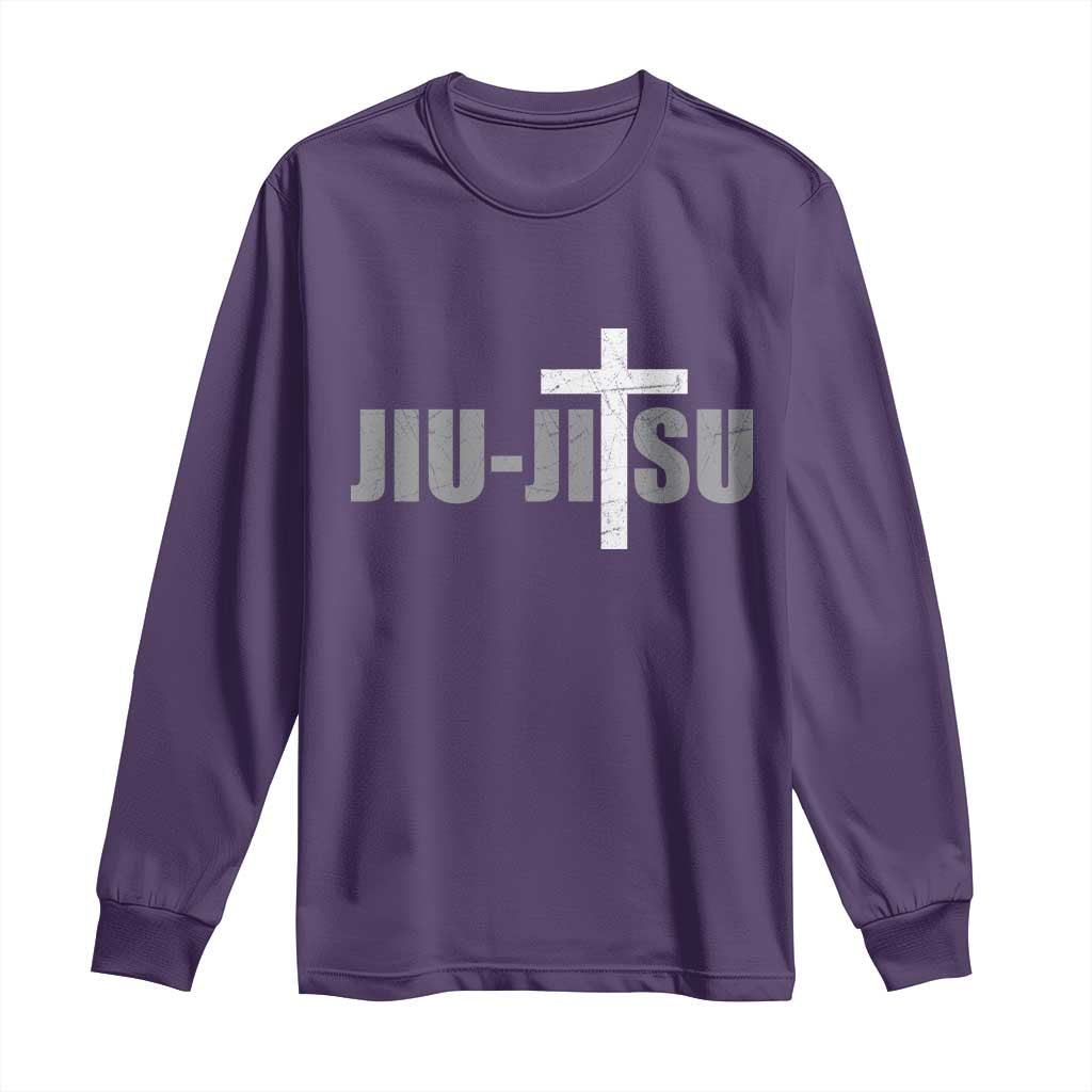 Jiu Jitsu Christian Cross Long Sleeve Shirt Retro Vintage Minimal Religious Faith