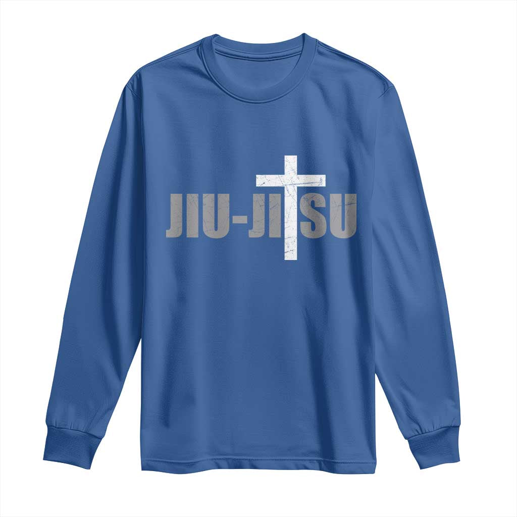 Jiu Jitsu Christian Cross Long Sleeve Shirt Retro Vintage Minimal Religious Faith