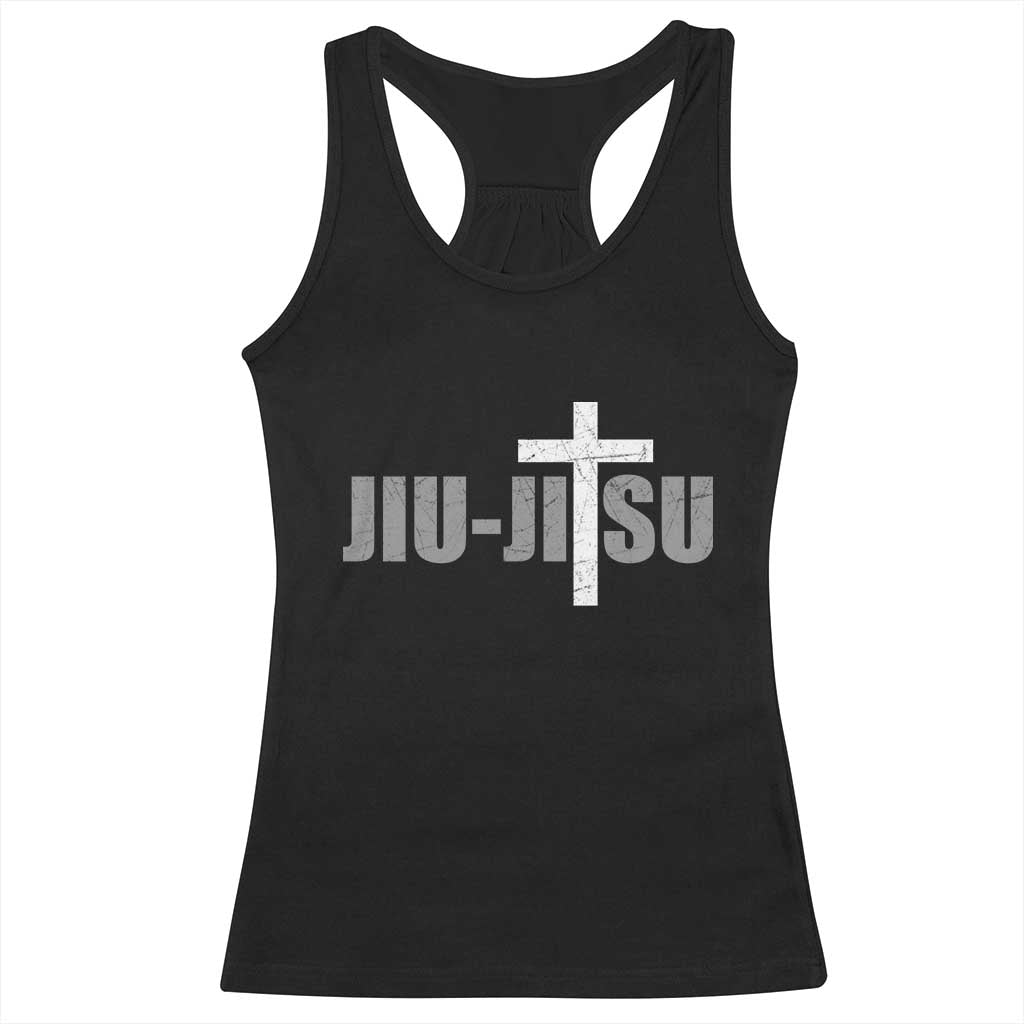 Jiu Jitsu Christian Cross Racerback Tank Top Retro Vintage Minimal Religious Faith