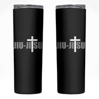 Jiu Jitsu Christian Cross Skinny Tumbler Retro Vintage Minimal Religious Faith