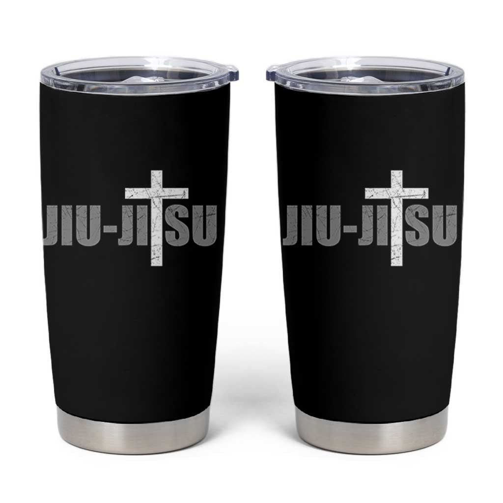 Jiu Jitsu Christian Cross Tumbler Cup Retro Vintage Minimal Religious Faith