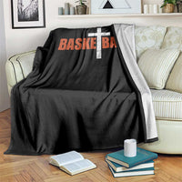 Christian Basketball Cross Throw Blanket Retro Vintage Minimal Religious Faith