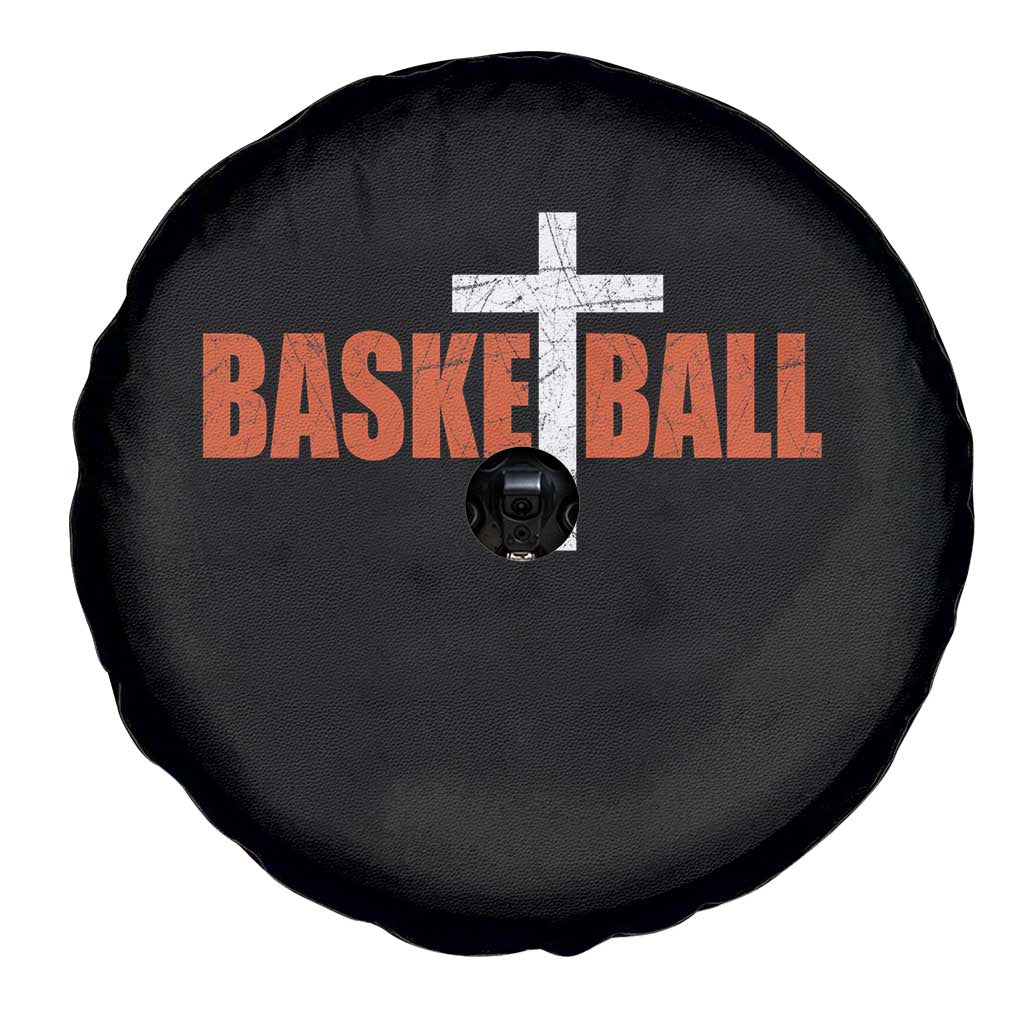 Christian Basketball Cross Spare Tire Cover Retro Vintage Minimal Religious Faith