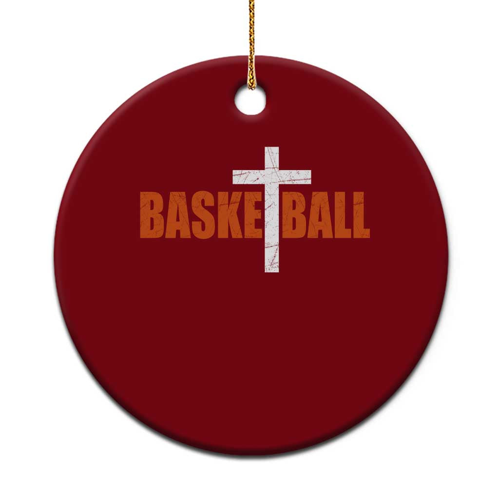 Christian Basketball Cross Ceramic Ornament Retro Vintage Minimal Religious Faith