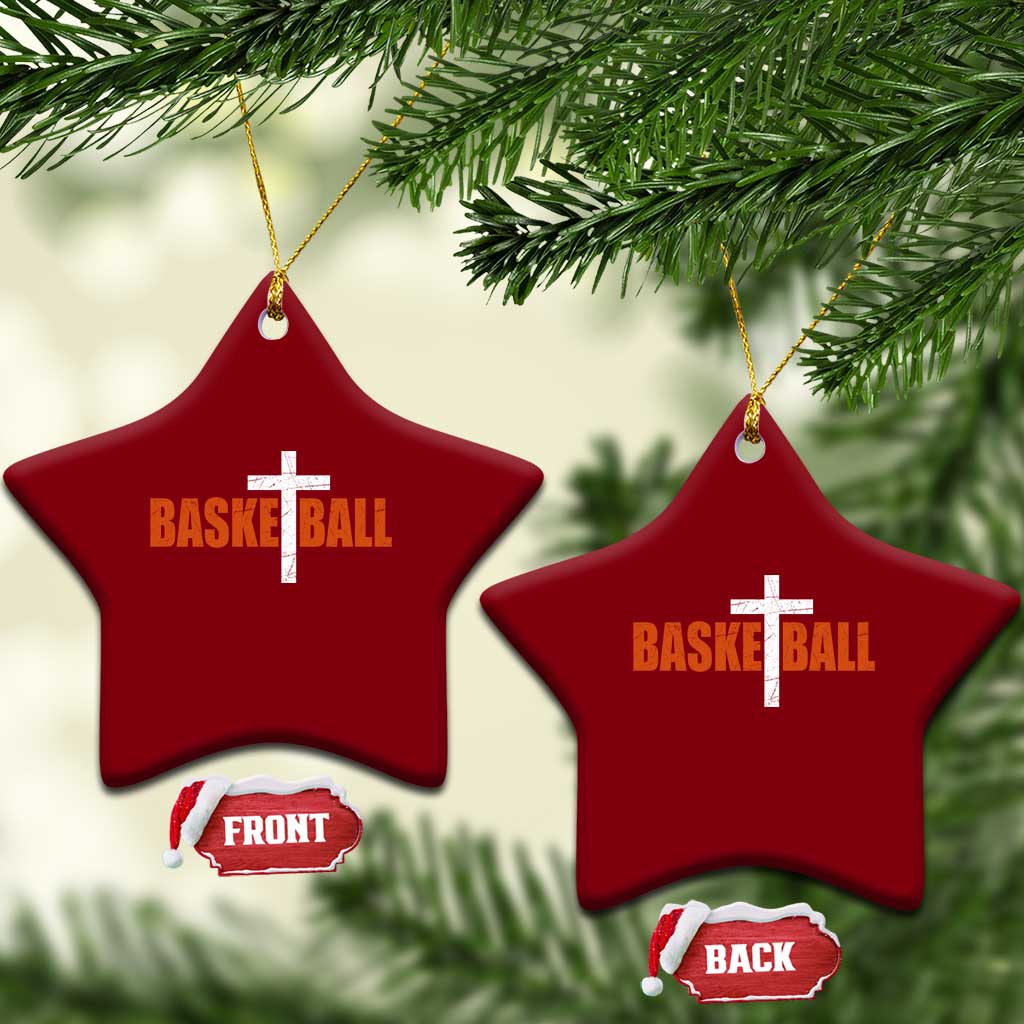 Christian Basketball Cross Ceramic Ornament Retro Vintage Minimal Religious Faith