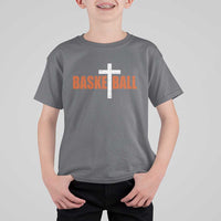 Christian Basketball Cross T Shirt For Kid Retro Vintage Minimal Religious Faith