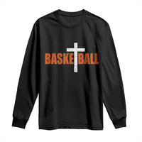 Christian Basketball Cross Long Sleeve Shirt Retro Vintage Minimal Religious Faith