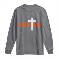 Christian Basketball Cross Long Sleeve Shirt Retro Vintage Minimal Religious Faith