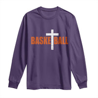 Christian Basketball Cross Long Sleeve Shirt Retro Vintage Minimal Religious Faith