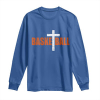 Christian Basketball Cross Long Sleeve Shirt Retro Vintage Minimal Religious Faith