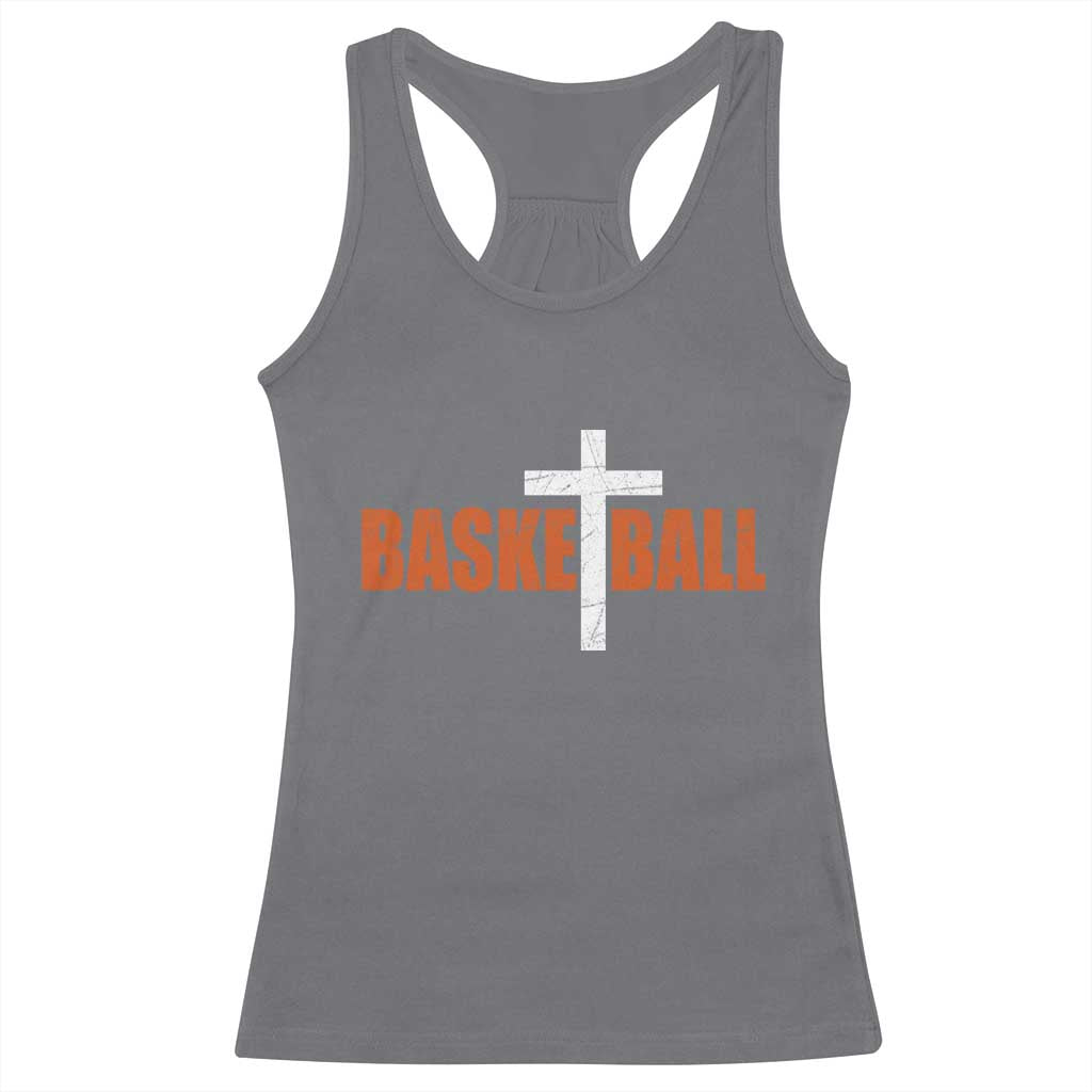 Christian Basketball Cross Racerback Tank Top Retro Vintage Minimal Religious Faith