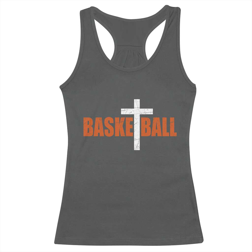 Christian Basketball Cross Racerback Tank Top Retro Vintage Minimal Religious Faith