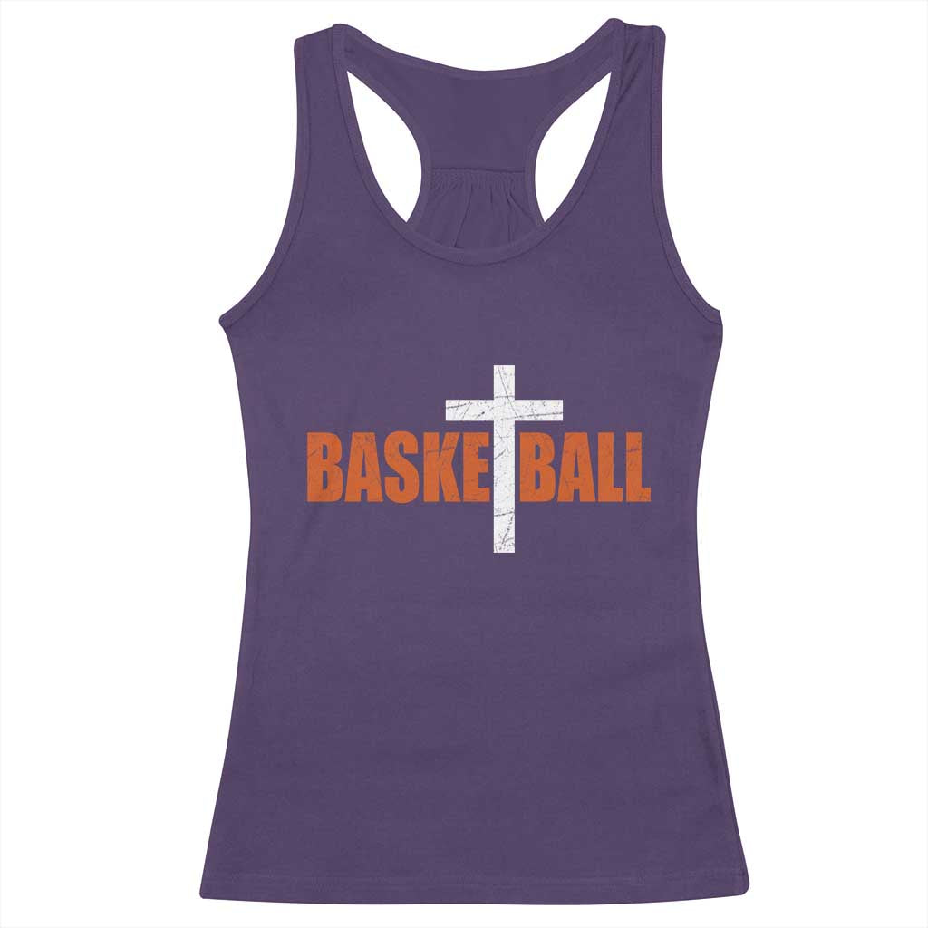Christian Basketball Cross Racerback Tank Top Retro Vintage Minimal Religious Faith
