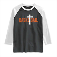 Christian Basketball Cross Raglan Shirt Retro Vintage Minimal Religious Faith