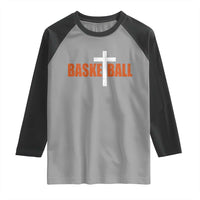 Christian Basketball Cross Raglan Shirt Retro Vintage Minimal Religious Faith