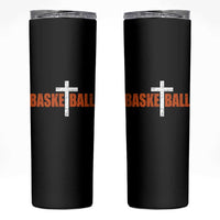 Christian Basketball Cross Skinny Tumbler Retro Vintage Minimal Religious Faith