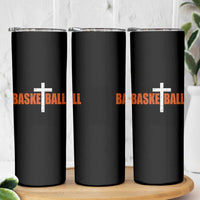 Christian Basketball Cross Skinny Tumbler Retro Vintage Minimal Religious Faith