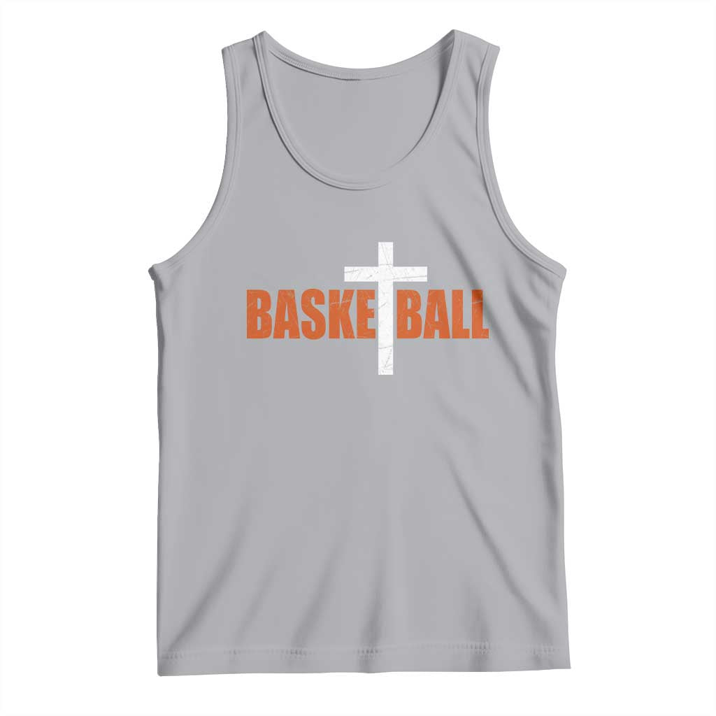 Christian Basketball Cross Tank Top Retro Vintage Minimal Religious Faith