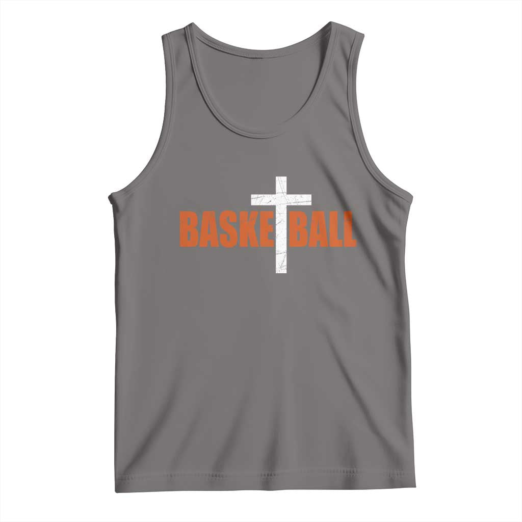Christian Basketball Cross Tank Top Retro Vintage Minimal Religious Faith