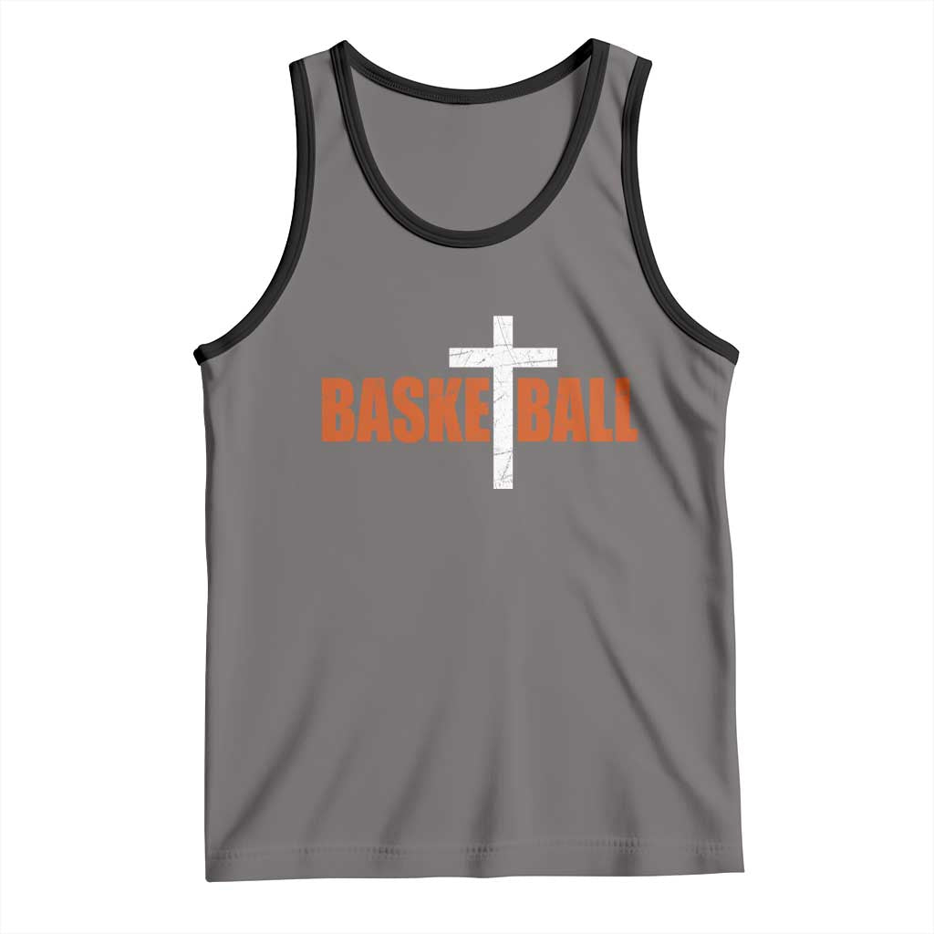 Christian Basketball Cross Tank Top Retro Vintage Minimal Religious Faith