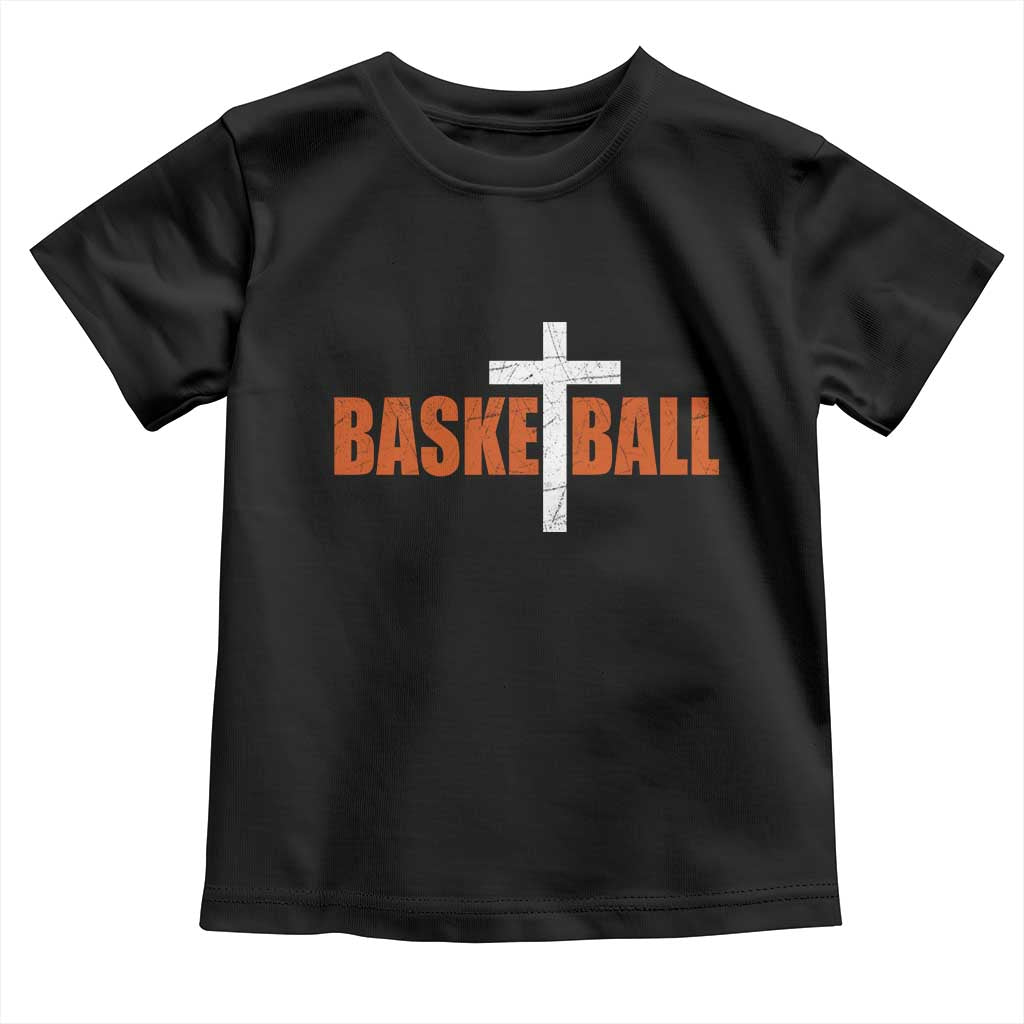 Christian Basketball Cross Toddler T Shirt Retro Vintage Minimal Religious Faith