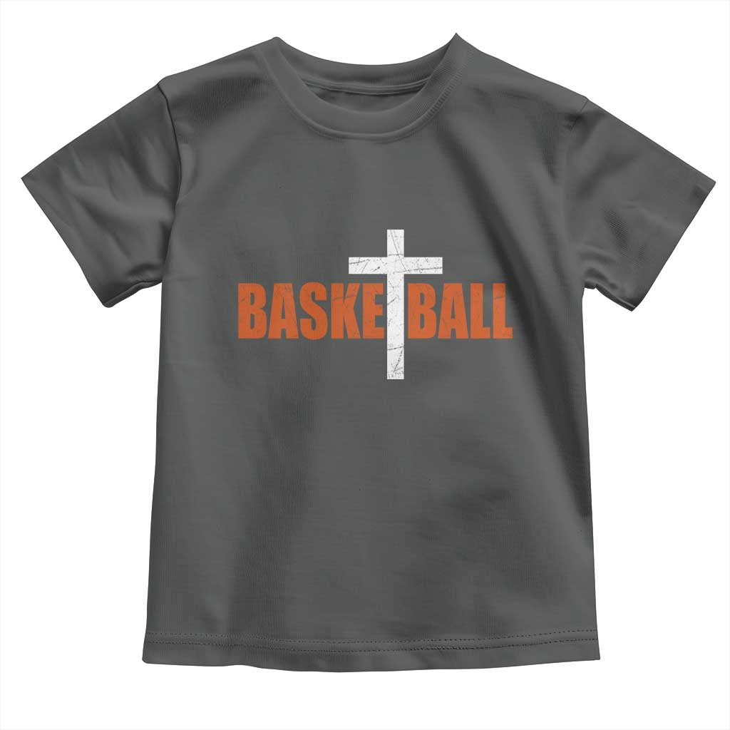 Christian Basketball Cross Toddler T Shirt Retro Vintage Minimal Religious Faith
