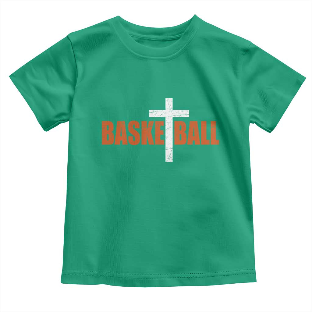 Christian Basketball Cross Toddler T Shirt Retro Vintage Minimal Religious Faith