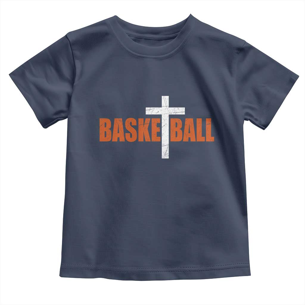 Christian Basketball Cross Toddler T Shirt Retro Vintage Minimal Religious Faith