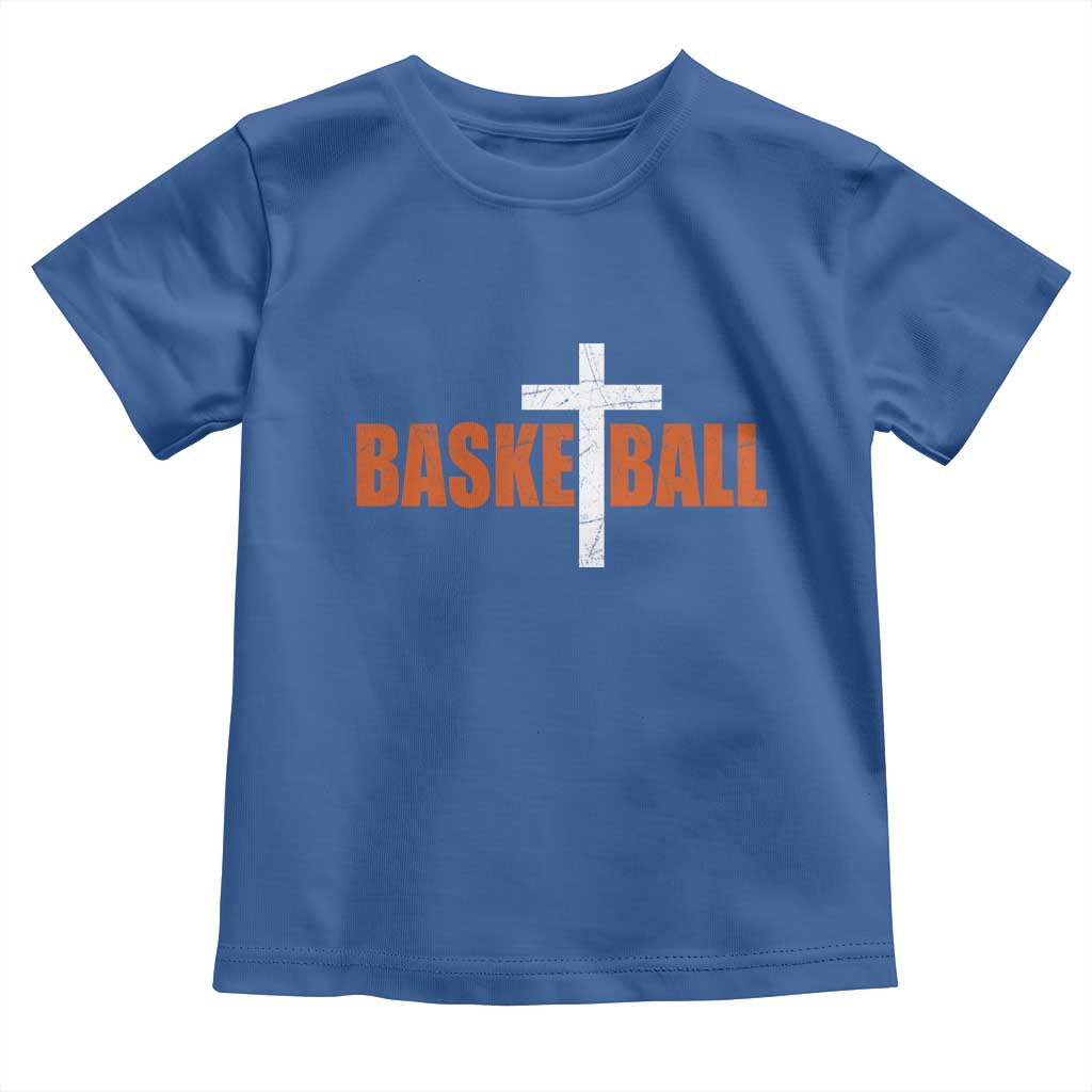 Christian Basketball Cross Toddler T Shirt Retro Vintage Minimal Religious Faith