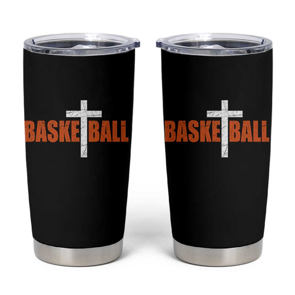 Christian Basketball Cross Tumbler Cup Retro Vintage Minimal Religious Faith